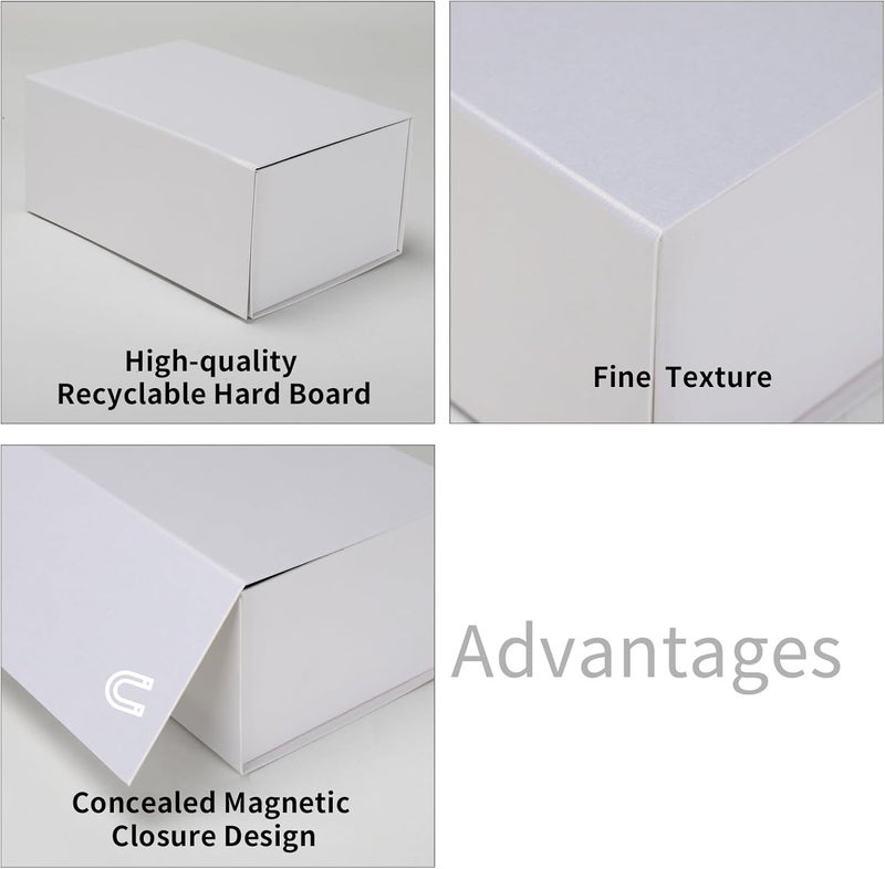 Ditwis 4 Pack 9x6x4 Inches Gift Boxes with Magnetic Closure Lids, White Magnetic Box for Wedding, Groomsmen Bridesmaid Proposal, Birthdays, Mother's Day - Image 5